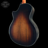 Close-up of Taylor Builder's Edition 914ce Prototype Next Generation wooden back with a dark finish, featuring the 'Tone Shop' logo.