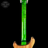 Back of neck of PRS Select Wood Library McCarty Trem 10 Top Emerald.