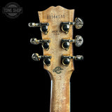 Back of headstock of Gibson Hummingbird Custom Koa Antique Natural.
