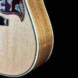 Front detail of Gibson Hummingbird Custom Koa Antique Natural.