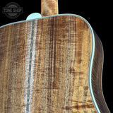 Back angle of Gibson Hummingbird Custom Koa Antique Natural.
