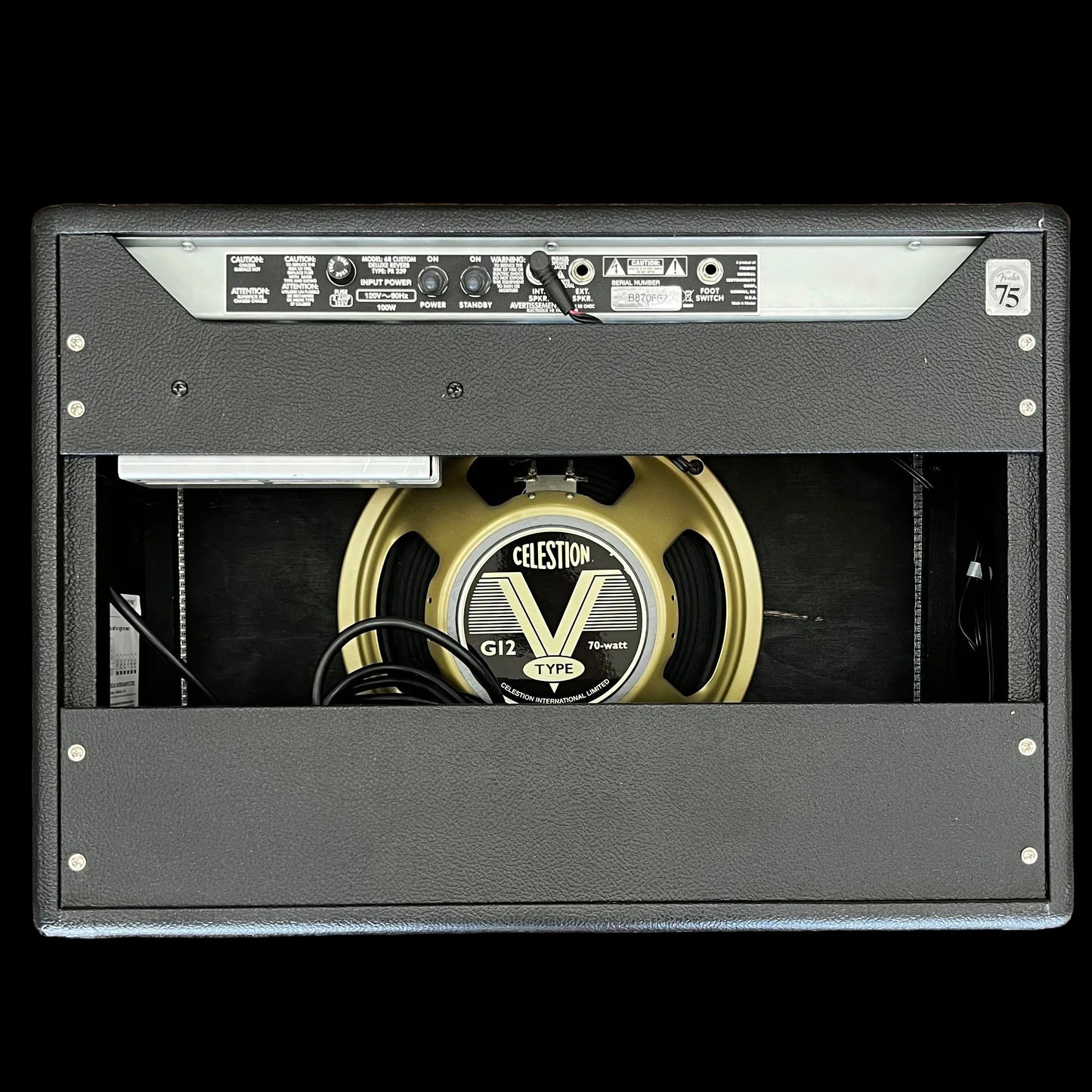 Back of Used 2021 Fender 68 Custom Deluxe Reverb 1X12" 22 Watts Tube Amplifier TFW2852