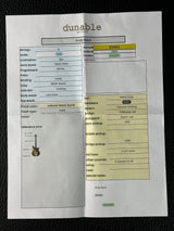Spec sheet for Used 2026 Dunable Custom Shop Cyclops Black Limba Natural Black Burst.