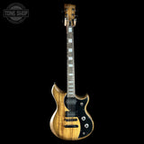 Full front of Used 2026 Dunable Custom Shop Cyclops Black Limba Natural Black Burst.