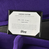 Gibson Custom Certificate of Authenticity on a purple background