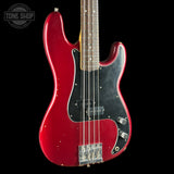 Front angle of Used 2018 Fender Nate Mendel Precision Bass Candy Apple Red.