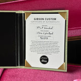 Certificate of authenticity for Gibson Custom Dealer Select 1959 Les Paul Chambered Lemon Burst AAA Top Ultra Light Aged.