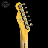 Back of headstock of Fender Custom Shop TSG Exclusive ’52 Telecaster Chambered Chartreuse Sparkle Journeyman Relic.