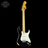Full front of Fender Custom Shop Limited Edition 1968 Stratocaster Relic Aged Black.