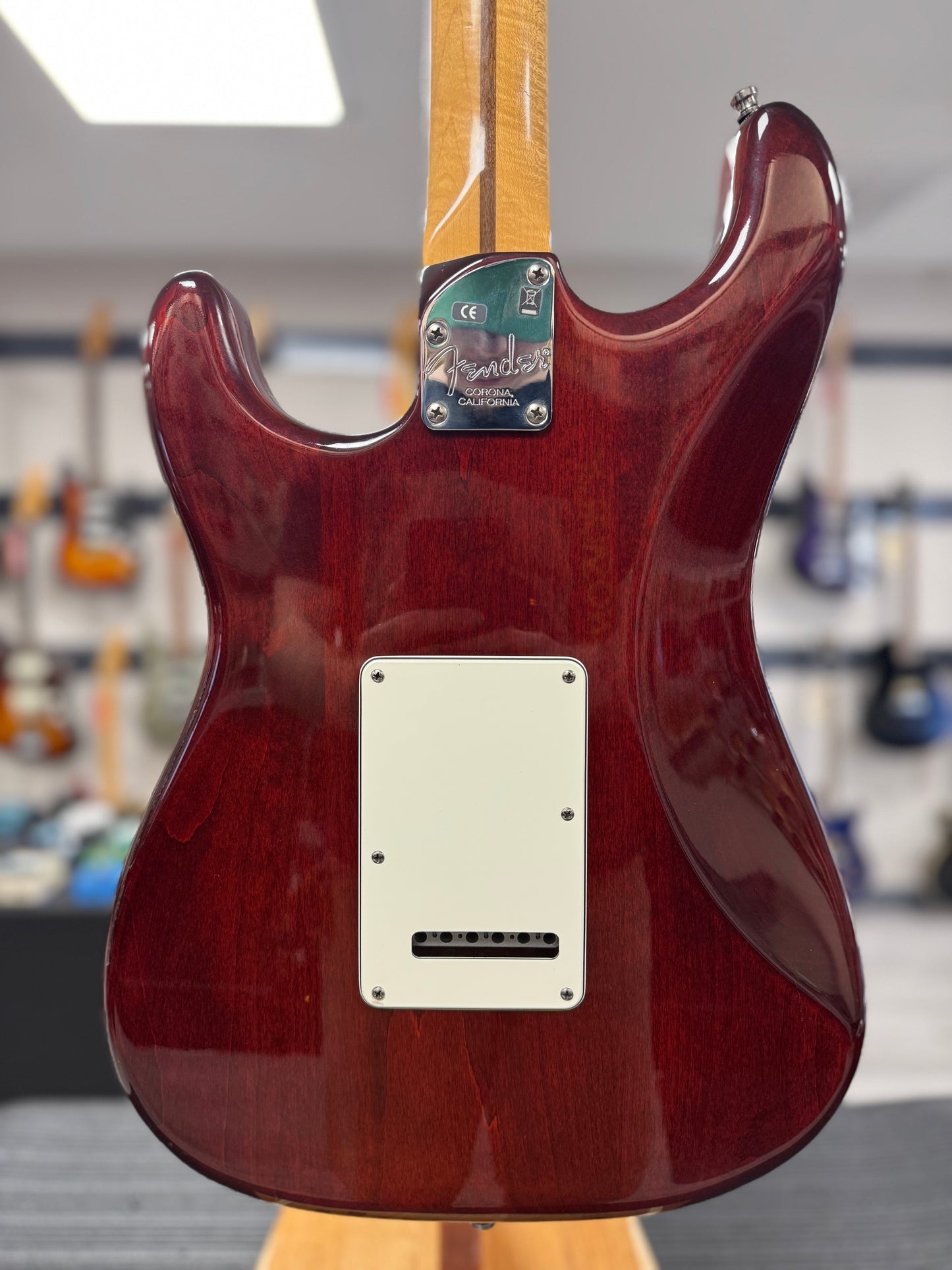 Back of body of Used 2012 Fender Select Stratocaster Dark Cherry Burst w/case TSS6295