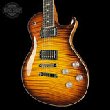 Front angle of PRS Private Stock 11863 McCarty Singlecut 594 Semi-hollow Curly Maple McCarty Glow.