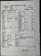 Sheet of paper with printed text and a logo on a black background