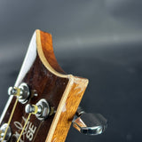 Chip on headstock of Used PRS A60E Angelus Blue.