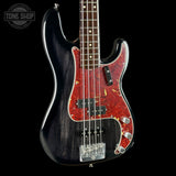 Front angle of Fender Custom Shop Postmodern Precision Bass RW DLX Closet Classic Ebony Transparent.