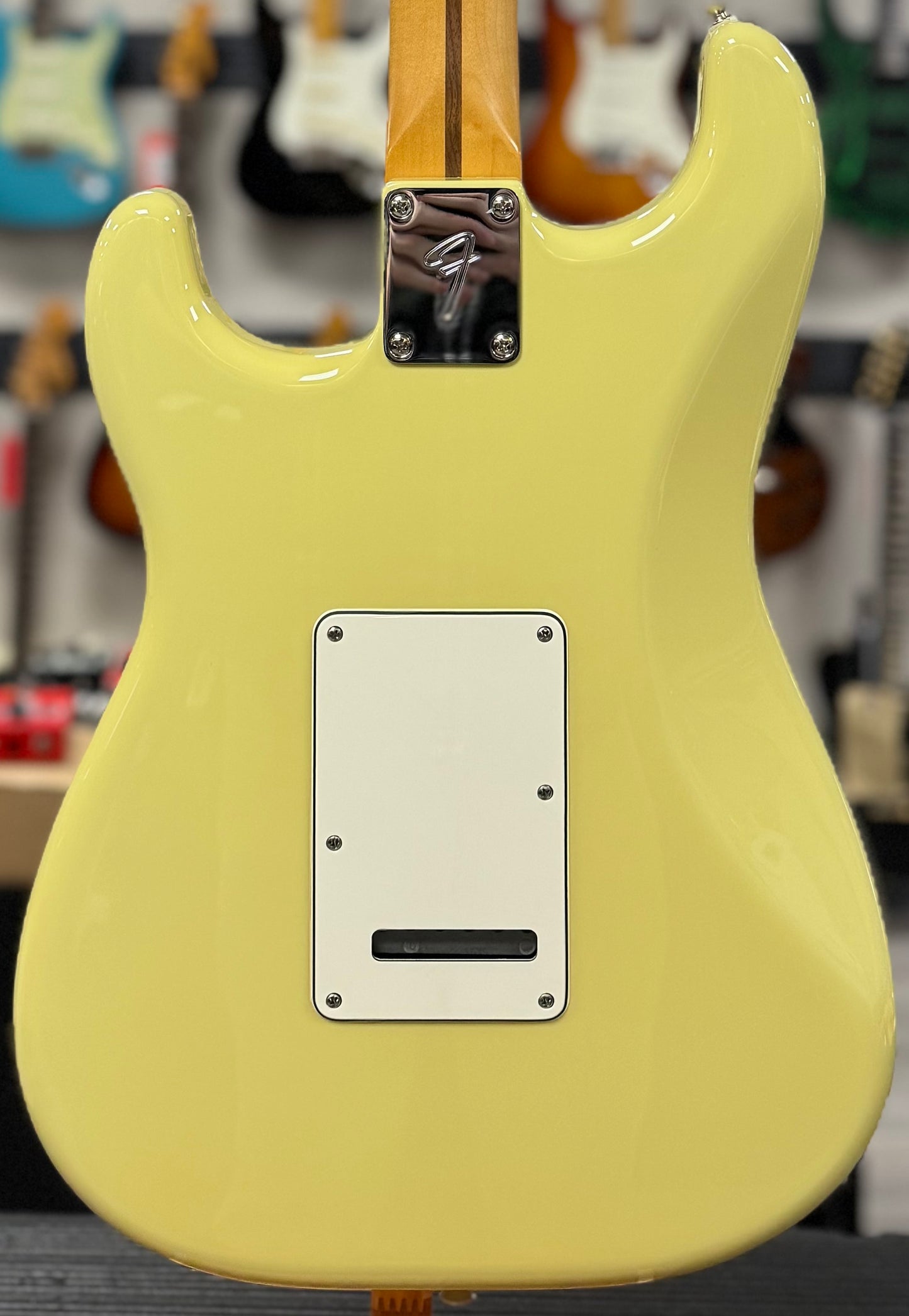 Back of body of Used Fender Player II Stratocaster Hileah Yellow w/case TSS6387