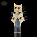 Headstock of 2024 PRS Paul Reed Smith CE24 Semi-Hollow Quilt Eriza Verde.