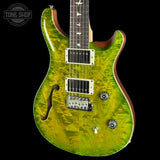 Front angle of 2024 PRS Paul Reed Smith CE24 Semi-Hollow Quilt Eriza Verde.
