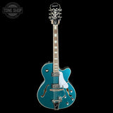 Full front of Used Epiphone Emperor Swingster Delta Blue Metallic.