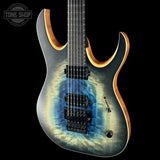 Front angle of Used Mayones Duvell Elite Pro 6 Galaxy Eye Blue Satin.
