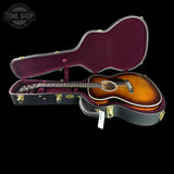 Martin Custom Shop 28 Style OM Adirondack/Pacific Big Leaf Flamed Maple Ambertone in case.