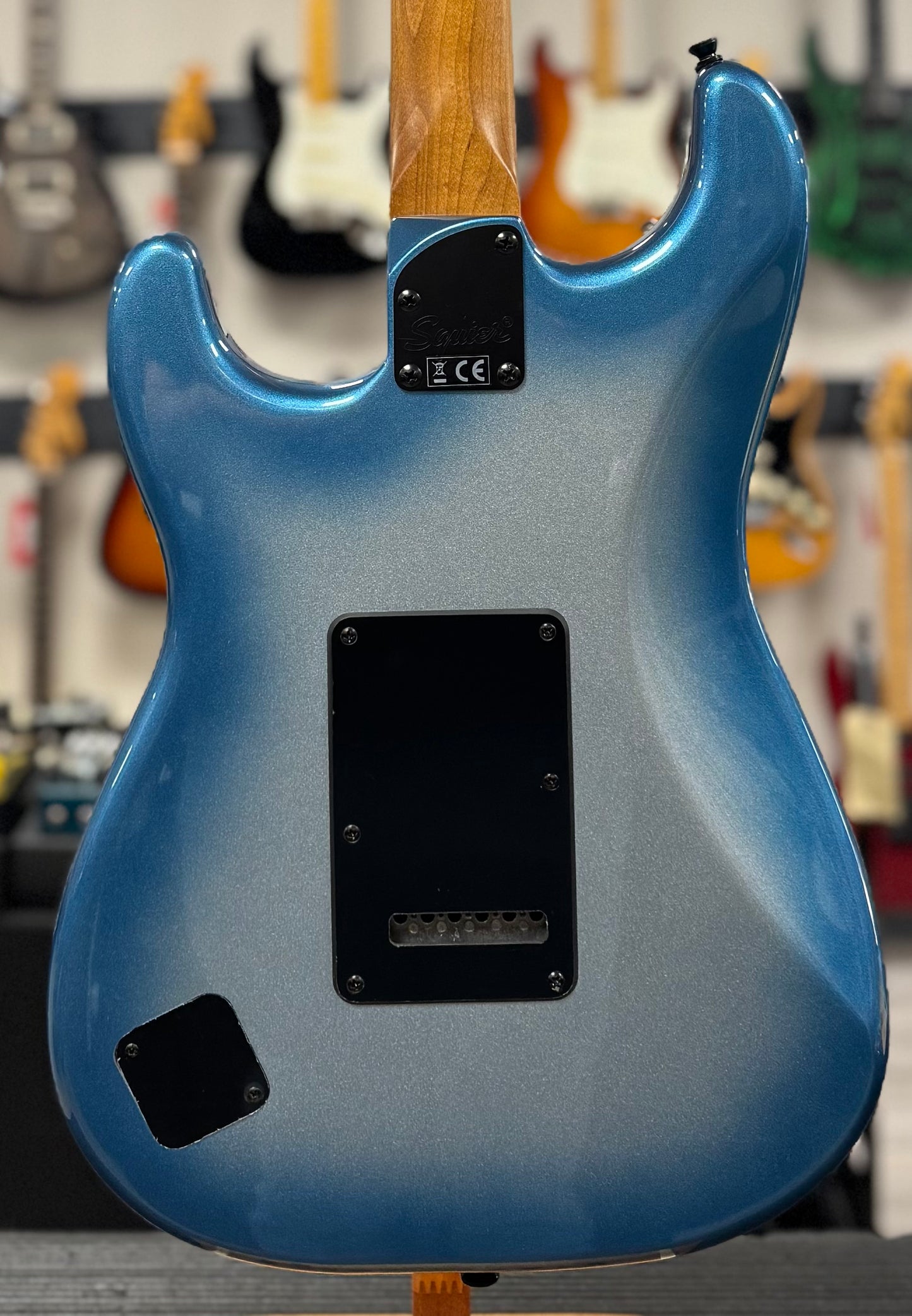 Back of body of Used 2021 Squier Contemporary Strat Blueburst w/bag TSU22783