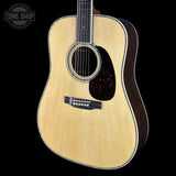 Front detail of Martin Custom Shop 42 Style Super D Adirondack/Wild Grain East Indian Rosewood.