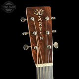 Headstock of Martin Custom Shop 28/45 Style OM Adirondack/Wild Grain East Indian Rosewood.