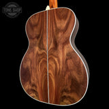 Back angle of Martin Custom Shop 28/45 Style OM Adirondack/Wild Grain East Indian Rosewood.