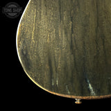Back detail on Ernie Ball Music Man 50th Anniversary StingRay Molten Gold.