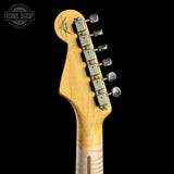Back of headstock of Fender Custom Shop LTD 70th Anniversary 1954 Stratocaster Candy Tangerine.