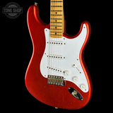 Front angle of Fender Custom Shop LTD 70th Anniversary 1954 Stratocaster Candy Tangerine.