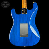 Back of Fender Custom Shop American Custom Strat MN NOS Sapphire Blue Transparent.