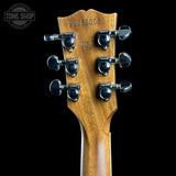 Back of headstock of Gibson Les Paul Standard 60s Faded Vintage Bourbon Burst.