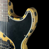 Front horn of Rock N Roll Relics Revenge Jr Gold W/Black Polka Dots Relic.