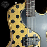 Front angle of Rock N Roll Relics Revenge Jr Gold W/Black Polka Dots Relic.