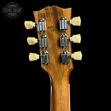 Back of headstock of Gibson Les Paul Standard 50s Figured Top Ocean Blue.