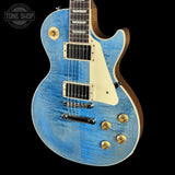 Front angle of Gibson Les Paul Standard 50s Figured Top Ocean Blue.