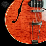 Front detail of Used Collings I-30 LC Faded Cherry.