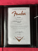 Certificate of authenticity for Fender Custom Shop 1969 Stratocaster Journeyman Relic Blue Sparkle.