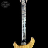 Back of neck of PRS Wood Library Custom 24 Stoptail Limited Edition Charcoal Stained Neck.