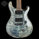 Front of PRS Wood Library Custom 24 Stoptail Limited Edition Faded Whale Blue Stained Neck.