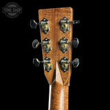 Back of headstock of Martin Custom Shop 28/45 Style 000 Adirondack/Wild Grain East Indian Rosewood.