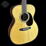 Front angle of Martin Custom Shop 28/45 Style 000 Adirondack/Wild Grain East Indian Rosewood.