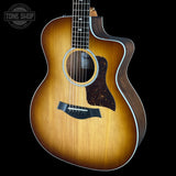 Front angle of Taylor Prototype Sunset Boulevard 214ce DLX SEB Rosewood/Sitka.