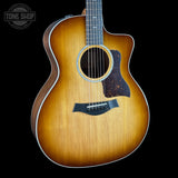 Front angle of Taylor Prototype Sunset Boulevard 214ce DLX SEB Rosewood/Sitka.
