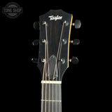 Headstock of Taylor Prototype Sunset Boulevard 214ce Walnut/Sitka Eclipse Burst.