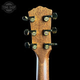 Back of headstock of Taylor Prototype Gold Label 710e Special Edition Nashville Burst.