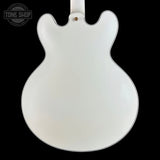 Back of Gibson Custom 1959 ES-355 Bigsby Varitone Alpine White Ultra Light Aged.
