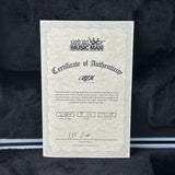 A Certificate of Authenticity card for an Emla Ball Music Man authenticated by KFR (Kemper Fine Instruments & Research), displayed on a black textured background.