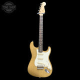 Full frontal of Used 2023 Fender Custom Shop 1963 Strat Korina Journaman Natural.